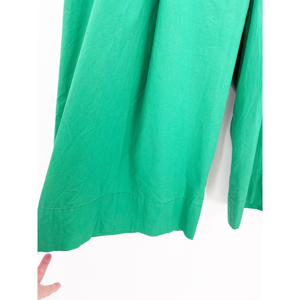 By Anthropologie Green Wide Leg Culotte Pants High Rise Cotton Cropped Size 10 - Picture 10 of 15